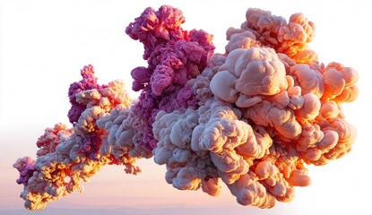 Abstract swirls of pink and peach ink clouds