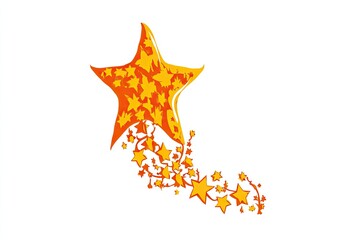 Large orange star, small yellow stars trail