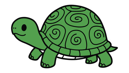 Cute Cartoon Turtle: A charming cartoon illustration of a smiling turtle, featuring its detailed shell and adorable expression. capturing its playful charm