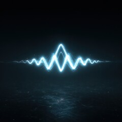 Dynamic Electric Blue Waveform with Central Peak Reflected on Dark Surface.