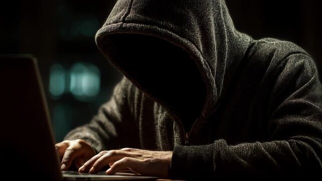 Mysterious Hacker Engages in Digital Intrusion While Shrouded in Shadowy Atmosphere