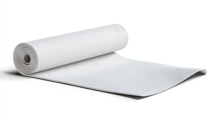 Fototapeta premium Beautiful photo of white yoga mat. A Mockup template for your design.