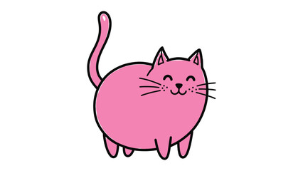 Pink Cat with Smiling Face: A cheerful illustration of a delightful pink cat with a happy expression. The cat has a friendly smile and whiskers that bring a sense of playful charm and innocent joy.