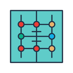 Abstract geometric grid with colorful connected nodes and lines