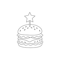 doodle burger pattern background. doodle fast food burger seamless pattern background. seamless pattern of hamburger in doodle style. Seamless Pattern of a Cheese Burger. Burger with stick. 