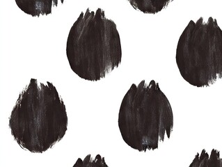 Abstract black paint circles on white background