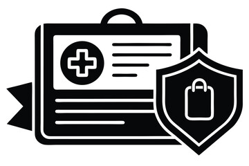 travel health certificate silhouette vector icon