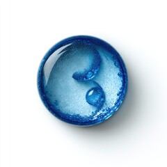 A translucent blue orb contains a stylized number three formed by air bubbles within a liquid.  A subtle shadow is cast beneath