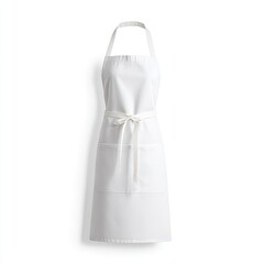 White apron with adjustable neck strap and waist ties