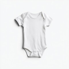 Blank white baby bodysuit, short sleeves, flat lay