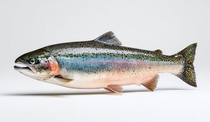 Whole rainbow trout, side view, studio shot