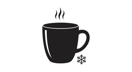 A simple black silhouette of a hot drink with a snowflake