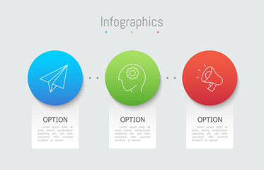 Infographic 3 options design elements for your business data. Vector Illustration.