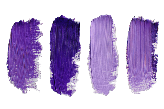 Four vertical brushstrokes of purple paint, transitioning in shade