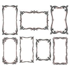 Collection of Seven Ornate Decorative Frames in Various Shapes and Styles border vintage