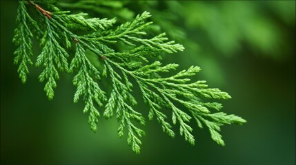 Fototapeta premium Close-Up View of Green Evergreen Leaf with Soft Background Detail
