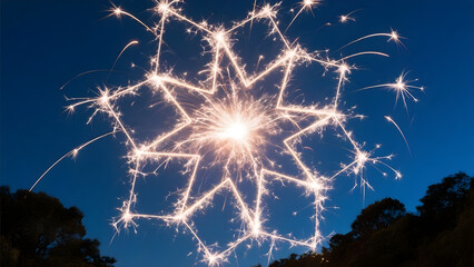 Obraz premium Sparkling starburst spectacle illuminates a twilight backdrop creating a magical moment