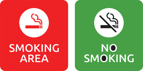 smoking, no smoking, area, sign, symbol, prohibition, allowed, red, green, white, circle, cigarette, smoke, icon, graphic, vector, information, warning, policy, public, place, designated, forbidden, r