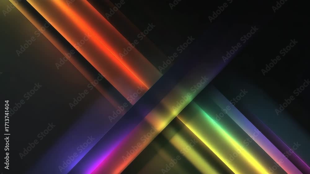 Wall mural abstract colorful light beams crossing glowing neon glow dark background vibrant dynamic beam creati