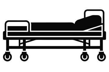 intensive care bed silhouette vector icon