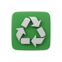 Obraz premium 3D Green Recycle Symbol Icon on Black Background recycling