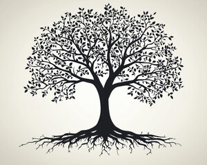 Fototapeta premium Silhouetted tree with extensive roots