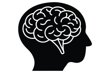 mental health brain silhouette vector icon
