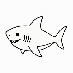 Fototapeta premium Cartoon shark illustration with a happy expression 