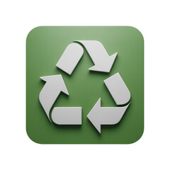 Obraz premium 3D Recycle Symbol on Green Square recycling icon