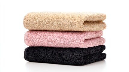 Soft and Plush Towels Stacked in Neutral Colors for Bathroom Use