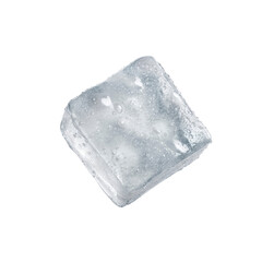 Obraz premium Single Ice Cube with Condensation, Isolated on Black Background