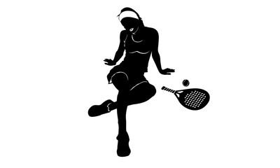 girl posed player padel tennis silhouette illustration