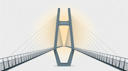 Ascend bridge illustration, cable stayed bridge design and modern architecture engineering concept artwork