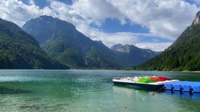 On the beautiful Lago del Predil in Northern Italy,
