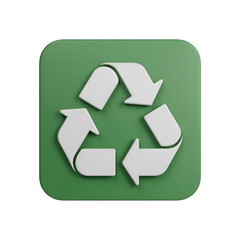 Obraz premium Green Recycling Symbol Icon on Rounded Square arrows
