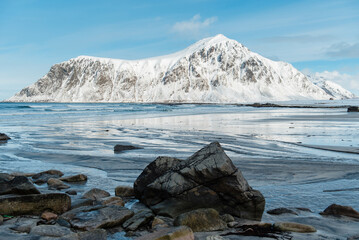 Snowy Mountain by the Sea