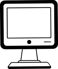 Computer monitor display with empty screen isolated on transparent background.