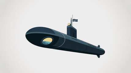 Navy submarine illustration vector graphic for military naval vessel and underwater exploration design needs
