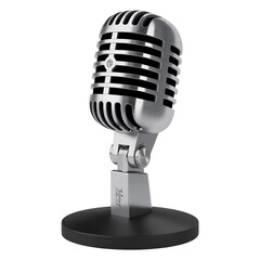 Silver Retro Microphone With Brand Name On Base vintage