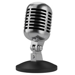 Vintage Silver Microphone on Black Base retro metal