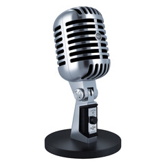 Vintage Silver Microphone on Black Base retro chrome