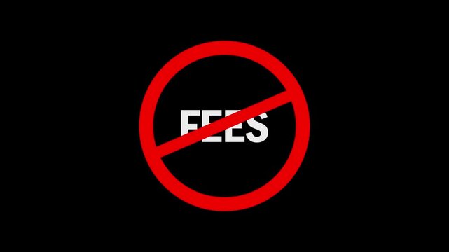Realistic 4K Fees Payment Animation on Black Background, Ultra HD Service Charges and Financial Cost Awareness Motion Graphics for Business and Education Concept.