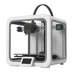 White compact 3D printer with screen and handle 3D printer
