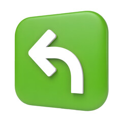 White Arrow Icon on Green Square Background left turn