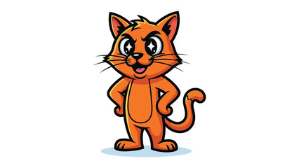 Orange Cat Posing Playfully: A vibrant orange cat stands proudly with a cheerful expression, showcasing its delightful character in a playful pose, a light and appealing image.