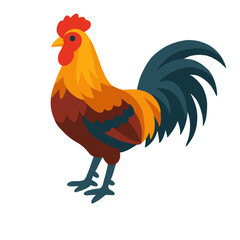 Colorful flat vector illustration of a rooster standing proudly