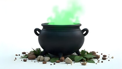 Witch cauldron isolated on white - 3d illustration