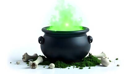 Witch cauldron isolated on white - 3d illustration