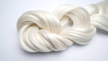 Knotted white fibers against white background