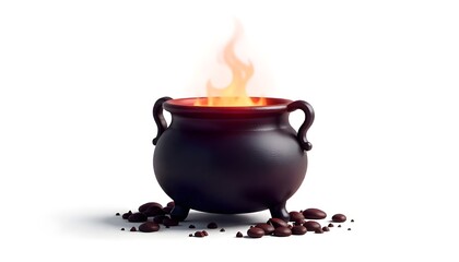 Witch cauldron isolated on white - 3d illustration